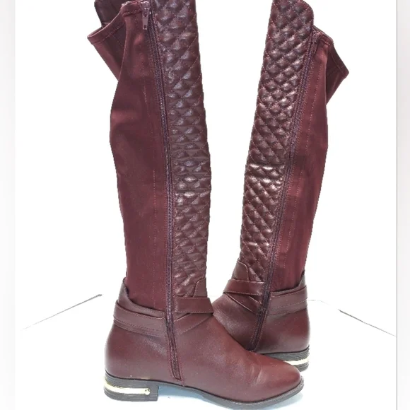 Annabeth Flat knee high Boot quilted Oxblood Size: 9.5 - Picture 5 of 9